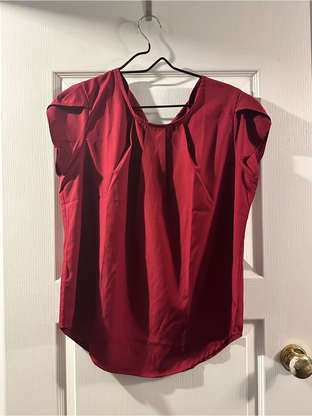 Amazon Women's Burgundy Cap-Sleeve Scoop Neck Blouse